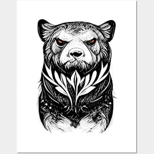 Bear Grizzly Wild Animal Nature Illustration Art Tattoo Posters and Art